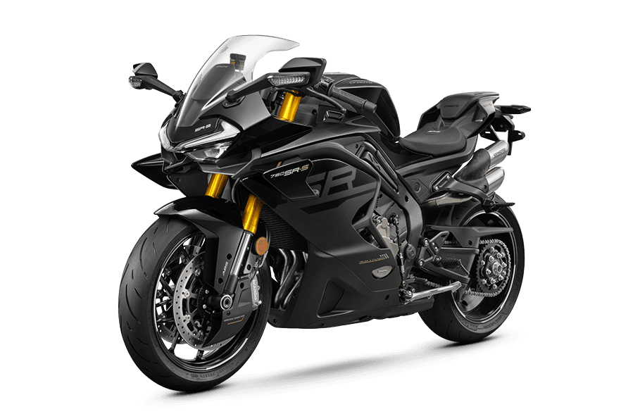 CFMoto 750SR-S vista de perfil em estúdio